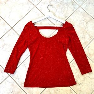 Guess Red Long Sleeve Top